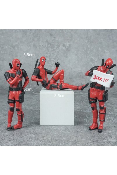 BANDAI مجموعة ديكور مكتب (3 قطع) على شكل شخصية ديدبول، مناسبة للسيارة والمنزل...