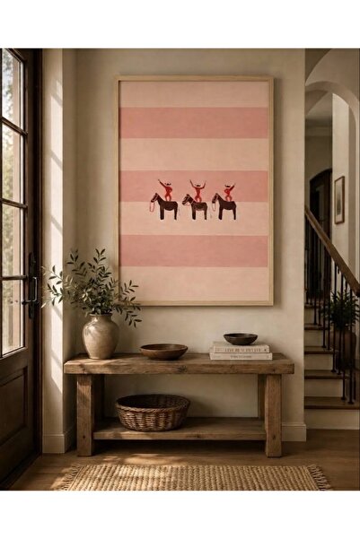 Boho wellness studio – Pink Riders Naif Sanat Çerçeveli MDF Tablo