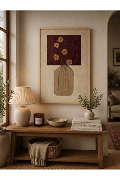 Çerçeveli MDF Soyut Çiçek Vazolu Modern Tablo