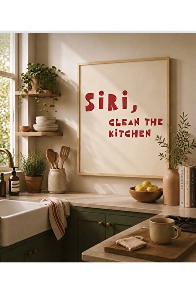 Boho wellness studio Siri Clean The Kitchen Eğlenceli Mutfak Çerçeveli MDF Tablo