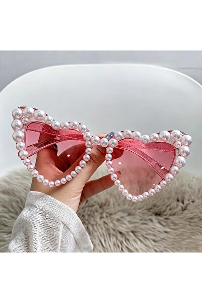 Choice pink New In Luxury Fine Shimmering Love Pearl Sun Glasses Women Heart ...