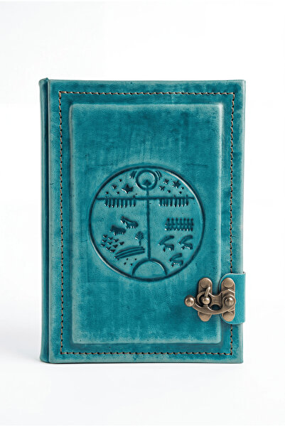 OZ CRAFT NOTE Hakiki Deri El Yapımı Defter – ŞAMAN DAVULU (Kilit Detaylı)