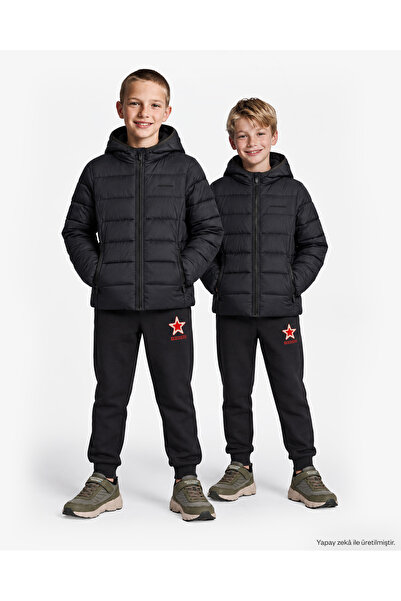 SKECHERS B Essential Hooded Jacket Büyük Erkek Çocuk Siyah Mont SK2620101-3817