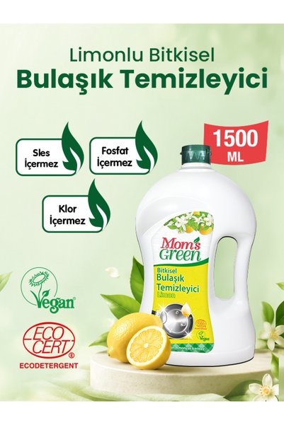 Mom's Green Set of 3-Dishwasher Tablets-Hand Washing Dishwashing Detergent Lemon 1500 Ml-Dish Rinse Aid