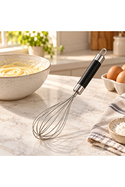 Queen’s Kitchen مضرب بيض فولاذي بمقبض أسود