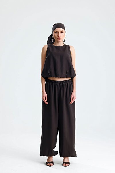 GACA COLLECTION Helia Balon Blouse, Elasticated Cuffs, Trousers and Scarf Bro...