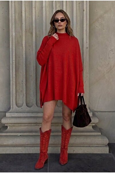 onno style women معطف بانشو قياسي من التريكو المسطح
