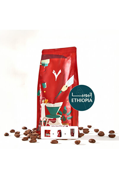 SEVEN GRAMS حزمة توفير 1 كجم، حبوب قهوة إثيوبية محمصة + 5 أكياس قهوة + 5 عبوا...