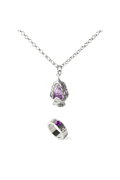 Choice1 Purple Anime Puella Magi Madoka Magica Pendant Necklace Ring Set Kana...