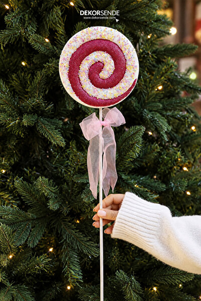 Dekorsende Christmas Ornament Glittery Lollipop Ornament Fuchsia 40 cm