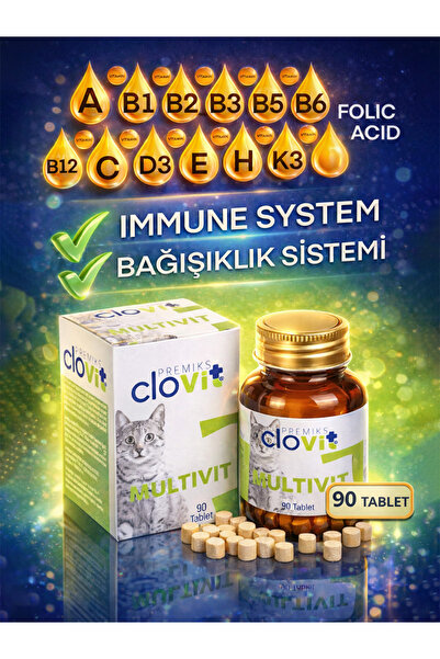 Clovit Kedi Multivitamin & Aminoasit Takviyesi – Yavru, Yetişkin, Hamile ve Y...