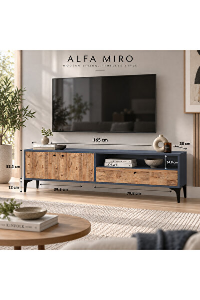 Alfimo Mobilya Nova 163 cm Tv Sehpası / 2 Kapaklı Çekmeceli Tv Ünitesi / Antr...