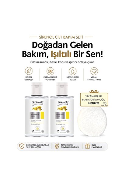 Sirenol Doğal Cadı Fındığı Cilt Sıkılaştırıcı 2'li Tonik Set (1 Adet Ped Hedi...