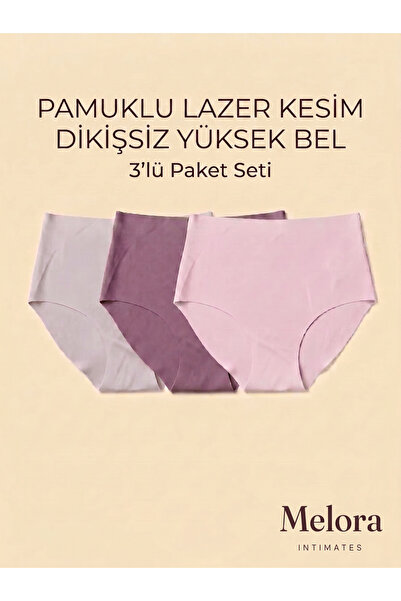 Melora Intimates Pamuklu Lazer Kesim Yüksek Bel 3'lü Kadın Külot