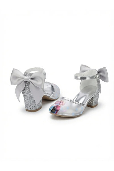 PATİK BEBE Girl's Elsa Transparent Silver Colored Princess Heeled Shoes