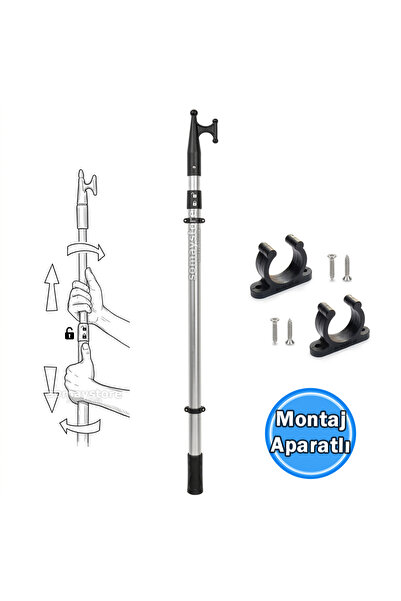 SomayStore Tekne Teleskopik Gönder Kancası 2 Kademe Boy : 122-210cm Montaj Pa...