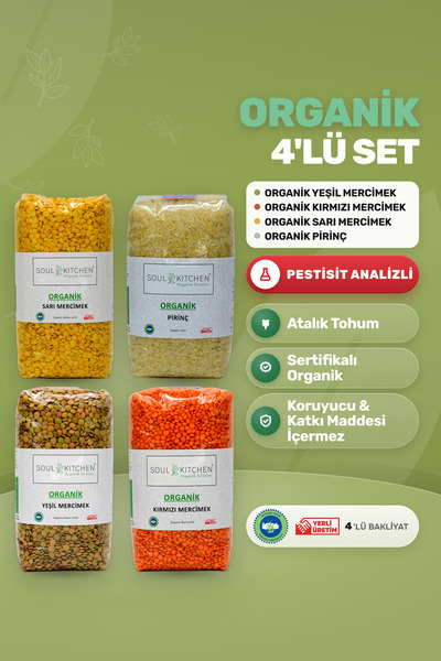 Soul Kitchen Organik Ürünler Organik Sarı Mercimek, Yeşil Mercimek, Kırmızı M...