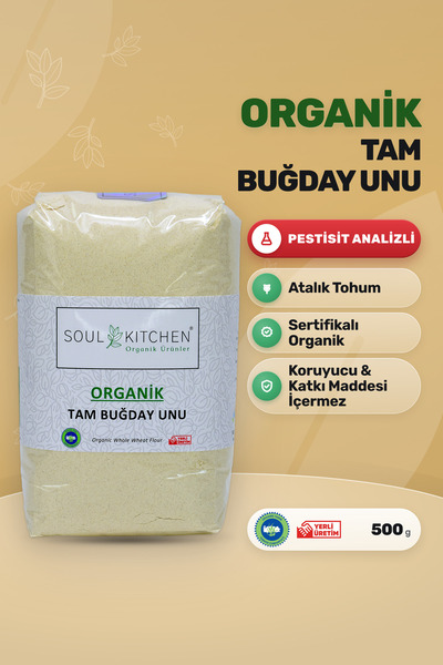 Soul Kitchen Organik Ürünler Organik Tam Buğday Unu Katkısız 500 g