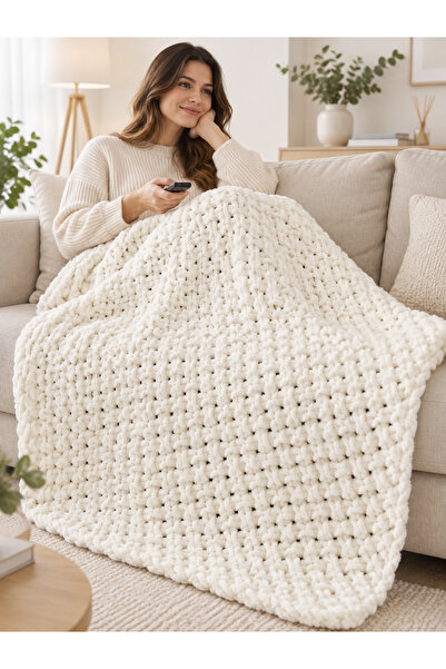 NEHOLİA Alize Puffy tek Battaniye 90x90 cm Yumuşak Pofidik Örgü Bebek yetişki...
