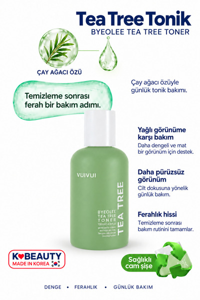 byeolee Çay Ağacı Özü Kore Tonik Gözenek Sıkılaştırıcı Akne Karşıtı Yağ Denge...