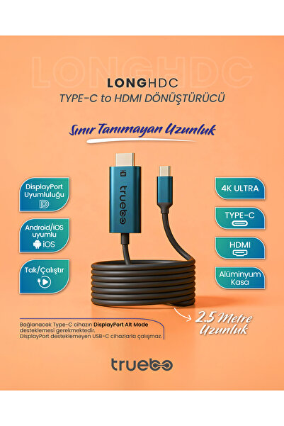 truebo LongHDC USB-C to HDMI Dönüştürücü