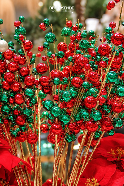 Dekorsende Christmas Ornament Shiny Ball Branch Red Green 70 cm