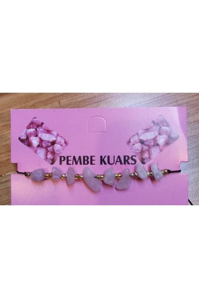 Berra Sifa Natural Stone Adjustable Pink Quartz Stone Bracelet