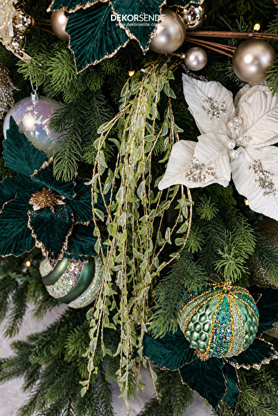 Dekorsende Christmas Ornament Leafy Pendant Lamp Branch Green 110 cm