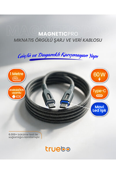 truebo MagneticPro Dayanıklı Şarj Ve Veri Kablosu