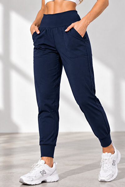 GENIUS STORE Γυναικεία φόρμα ψηλόμεση Jogger από ύφασμα Scuba με τσέπες, άνετ...