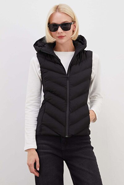 Fulla Moda Scuba Fabric Garnished Hooded Inflatable Vest