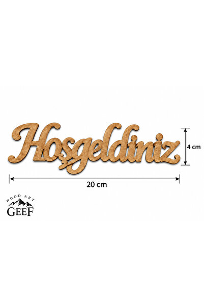 Geef Wood Art 5'li Hoş Geldiniz Ahşap Yazı – 20 x 4 cm – 3 mm Ham MDF