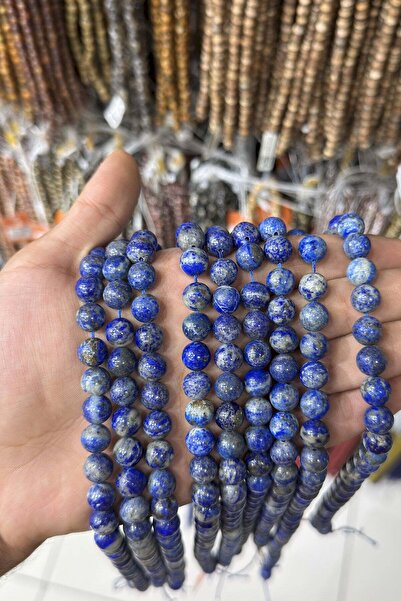 Uçar Doğaltaş Lapis Lazuli Taşı Küre Kesim Parlak 10mm Doğal Taş Dizi [AB+]