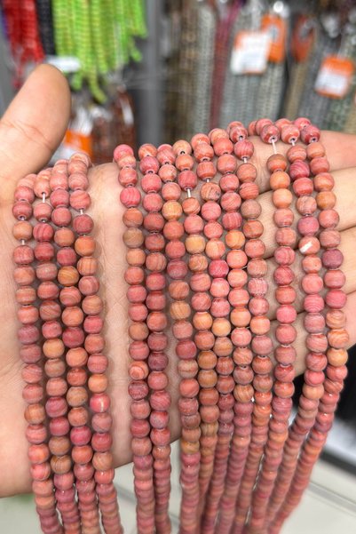 Uçar Doğaltaş Jasper Taşı Küre Kesim Mat Fuşya 6mm Doğal Taş Dizi [AA]