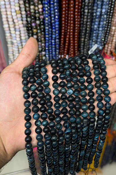 Uçar Doğaltaş Kaplan Gözü Taşı Küre Kesim Parlak Lacivert 8mm Doğal Taş Dizi ...