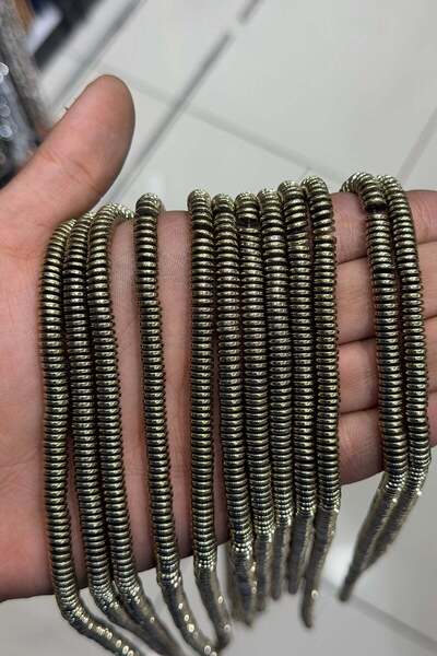 Uçar Doğaltaş Hematit Taşı Rondela Kesim Parlak Antik Sarı 6x1mm Doğal Taş Dizi