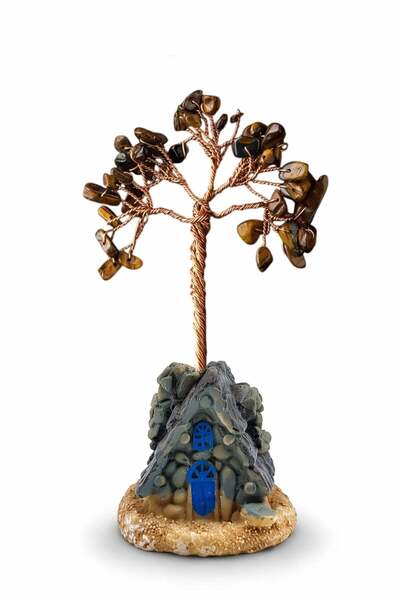 Uçar Doğaltaş Kaplan Gözü Taşı El Yapımı 5x12cm Doğal Taş Dekoratif Hayat Ağacı