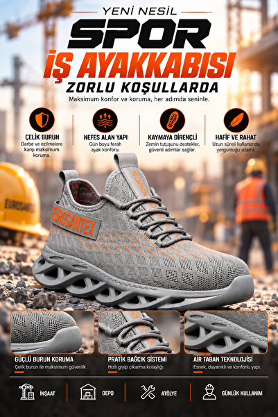 EUROSANTEX Yeni Nesil Spor İş Ayakkabısı (ES)– CE Belgeli | Yerli Üretim | Ai...
