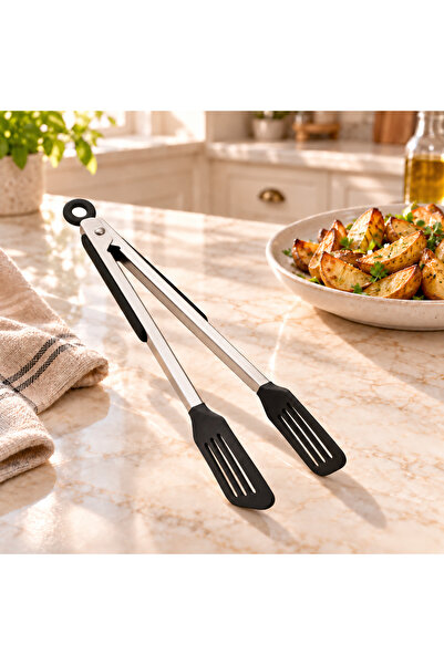 Queen’s Kitchen Metal Saplı Siyah Salata Maşası