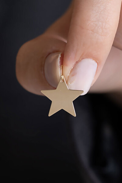 Bayar Gold 14 Ayar Altın Yıldız Plakalı Kolye Ucu 1,5 cm