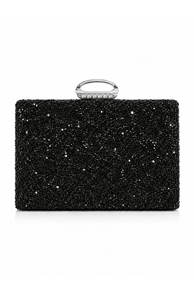 Genel Markalar Abiye Çanta Kol Ve Omuz Clutch Portföy Kadın Şık Siyah Taşlı