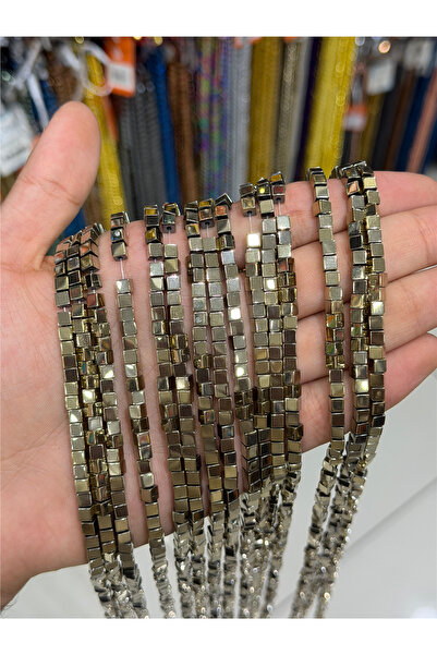 Uçar Doğaltaş Hematit Taşı Fiyonk Kesim Parlak Antik Sarı 4x4mm Doğal Taş Dizi