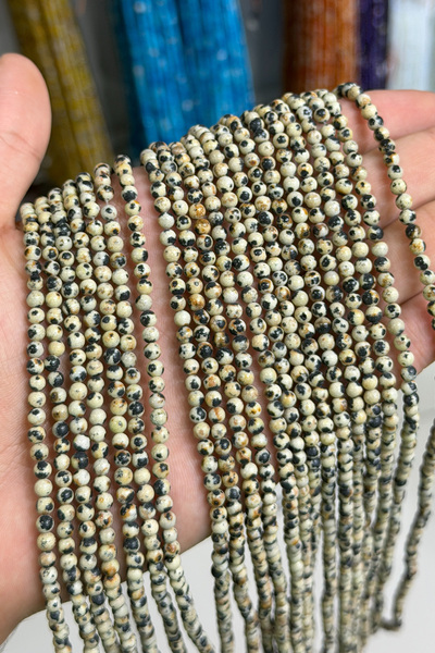 Uçar Doğaltaş Dalmaçyalı Jasper Taşı Küre Kesim Parlak 4mm Doğal Taş Dizi [AA]