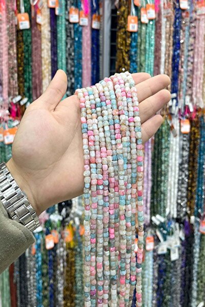 Uçar Doğaltaş Yengeç Akik Taşı Küp Kesim Mat Karışık 6x6mm Doğal Taş Dizi [AA]