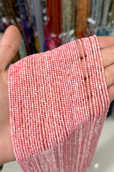 Uçar Doğaltaş Mercan Taşı Küre Kesim Parlak Pembe 2mm Doğal Taş Dizi [AA]