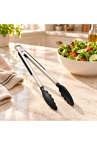 Queen’s Kitchen Metal Saplı Siyah Kızartma Maşası
