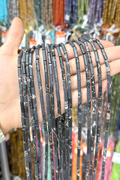 Uçar Doğaltaş Varisit Taşı Silindir Kesim Parlak Siyah 4x13mm Doğal Taş Dizi