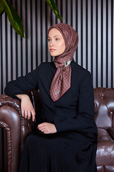 Aker Bordo 90X90 İpek Krep Saten Eşarp