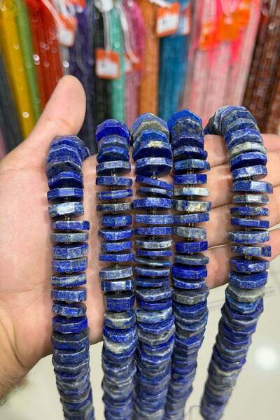 Uçar Doğaltaş Lapis Lazuli Taşı Rondela Kesim 14x4mm Doğal Taş Dizi