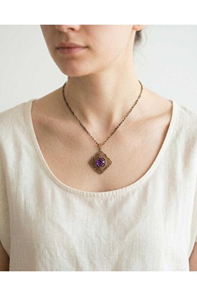 elinasaccessories Bronze Filigree Amethyst Necklace 42 cm Handmade Authentic ...